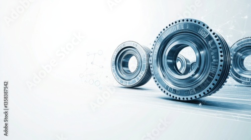 Modern Industrial Ball Bearings with Futuristic Technology Concept