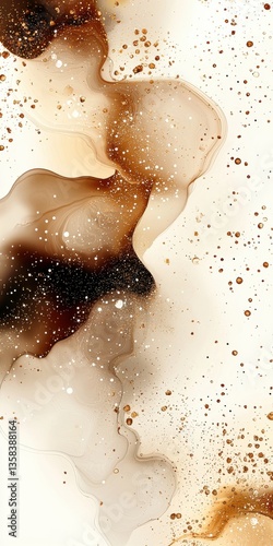 Whical Flour Dances in an Abstract Masterpiece of Swirls and Shapes Featu Browns and Golds on a White Background