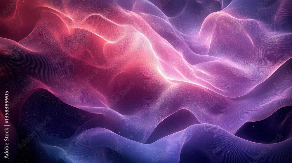 Obraz premium Abstract Nebula: Cosmic Waves of Purple and Pink