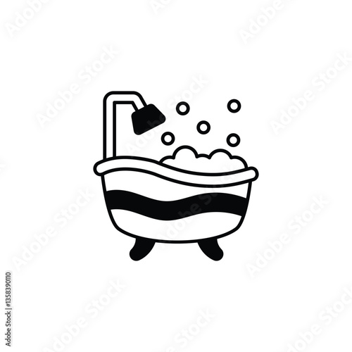Bath Tub icon design with white background stock illustration