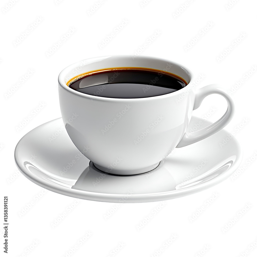 White Cup of Black Coffee Isolated on White Background White Cup of Black Coffee Isolated on White Background