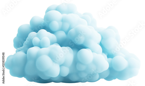 Soft fluffy blue cloud rests in the sky isolated on transparent background.