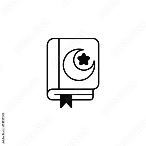 Night Book icon design with white background stock illustration