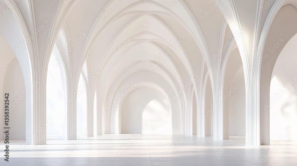 Fototapeta premium Futuristic Abstract Architecture with Elegant White Arches and Design