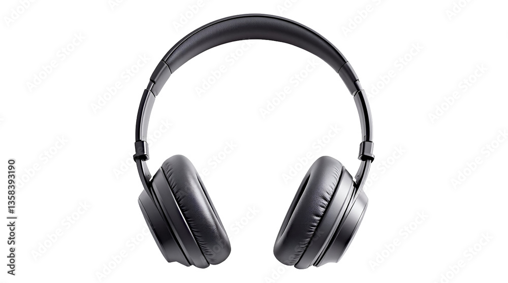 Black Wireless Headphones Isolated on White Background, Front View
Black Wireless Headphones Isolated on White Background, Front View