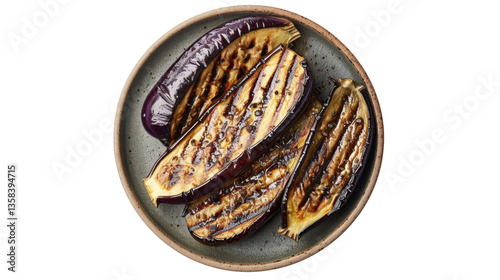 Wallpaper Mural Grilled eggplant slices served on a plate with transparent background Torontodigital.ca