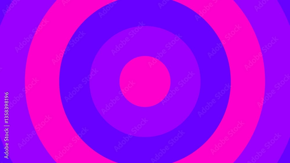 Animated concentric circles transition effect with pink purple hues on transparent video background for video editing, animation illustration and motion graphics designs