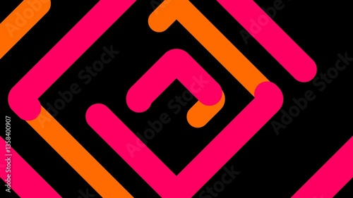 Pink orange video transition with geometric shapes rotating on transparent background for colorful and modern video backdrop, wallpaper, header, cover, banner design 