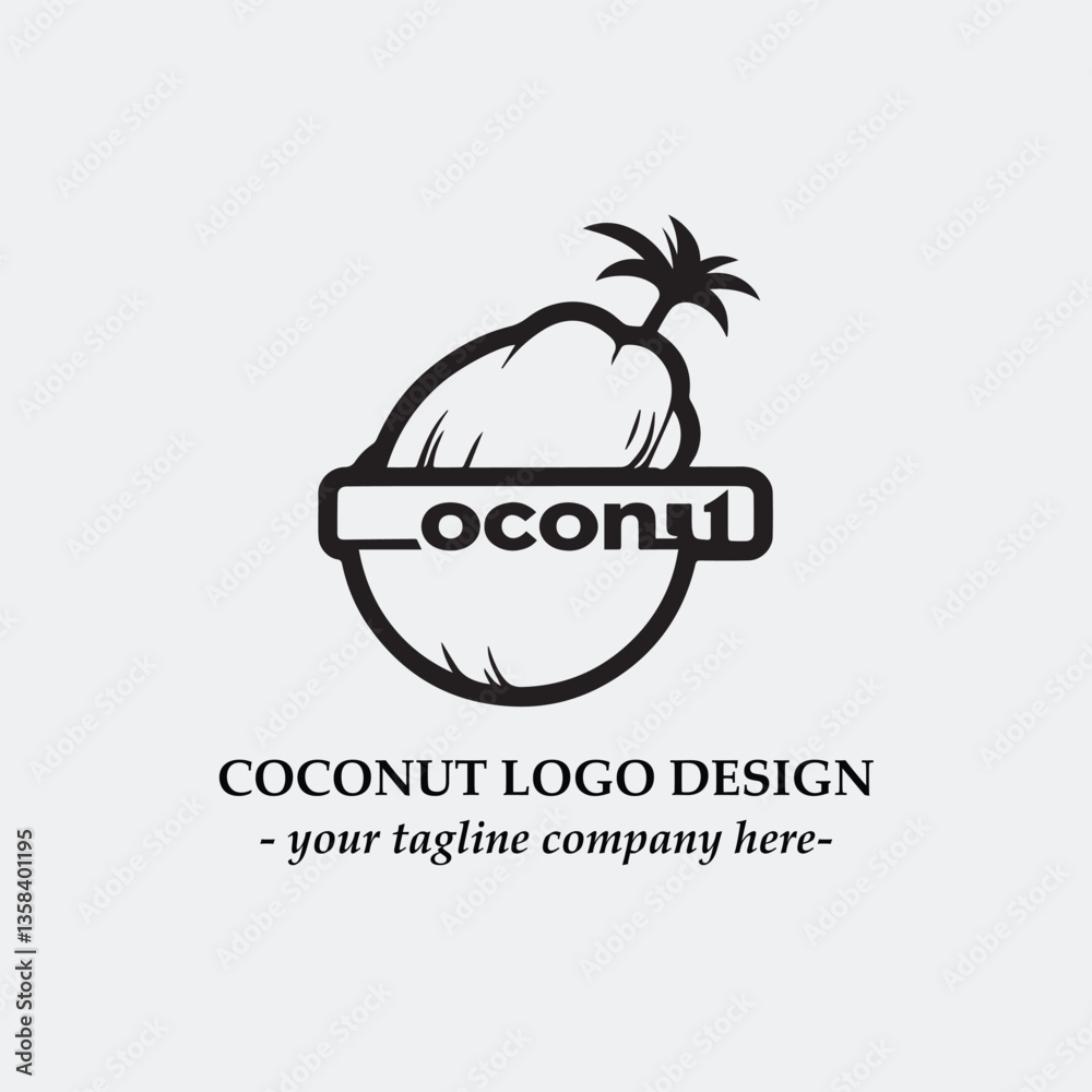 coconut illustration for logo company black and white vector image coconut illustration for logo company black and white vector image