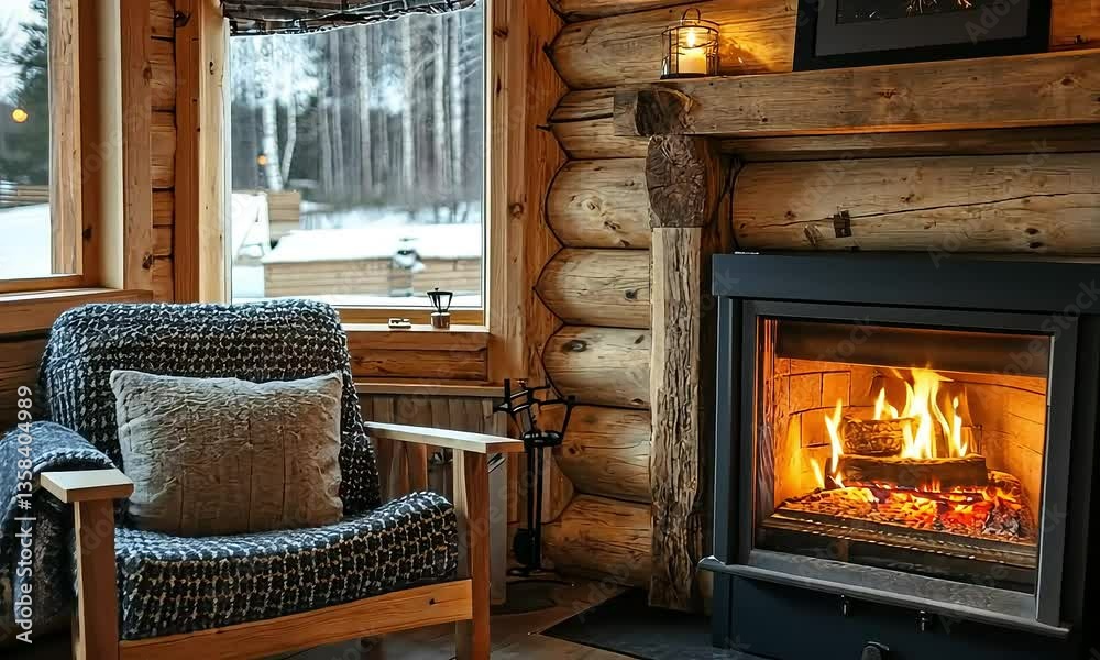 Cozy winter room with a sofa, fireplace, and window, creating a warm and inviting atmosphere
Cozy winter room with a sofa, fireplace, and window, creating a warm and inviting atmosphere