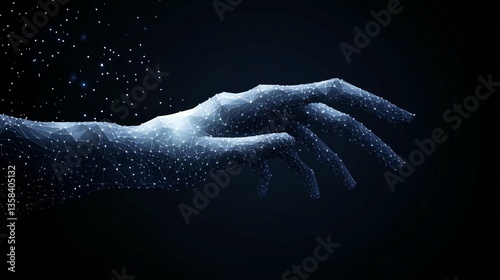 Digital Hand Reaching, Dark Background