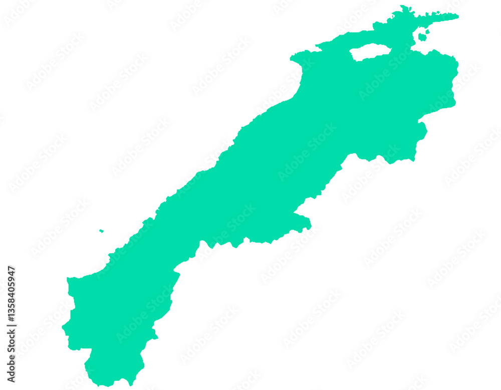 Fototapeta premium 島根県 地図 グリーン イラスト