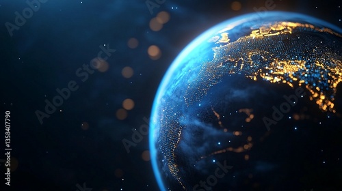 Earth at Night, Digital View, Space Background