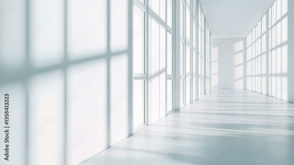 Fototapeta premium Bright Minimalist Office Interior with White Walls and Natural Light