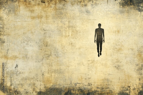 Solitary Figure in an Abstract Environment with Textured Background