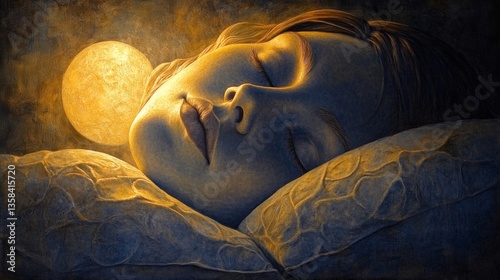 Sleeping Woman with Golden Moonlit Glow
