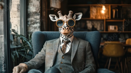 Giraffe in a Suit: A Whimsical Portrait