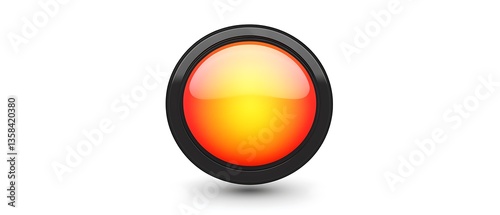 A glossy orange light within a black circular frame