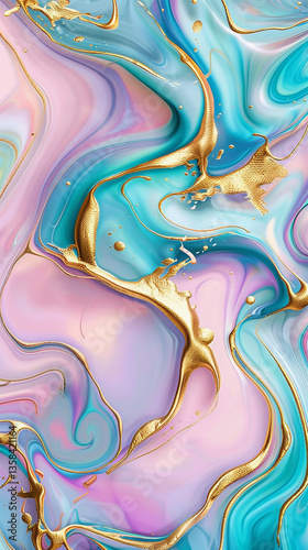 A mesmerizing abstract composition featuring fluid, liquid-like forms that create stunning marbled patterns. Ideal for use in digital artwork, wallpapers, packaging, and creative projects.