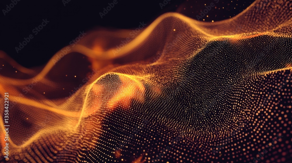 Fototapeta premium Golden Particle Wave Abstract Background.
