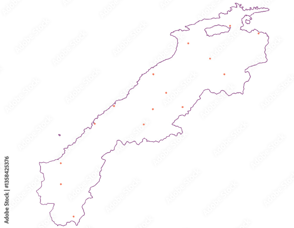 Obraz premium 島根県 地図 白 斑点 イラスト