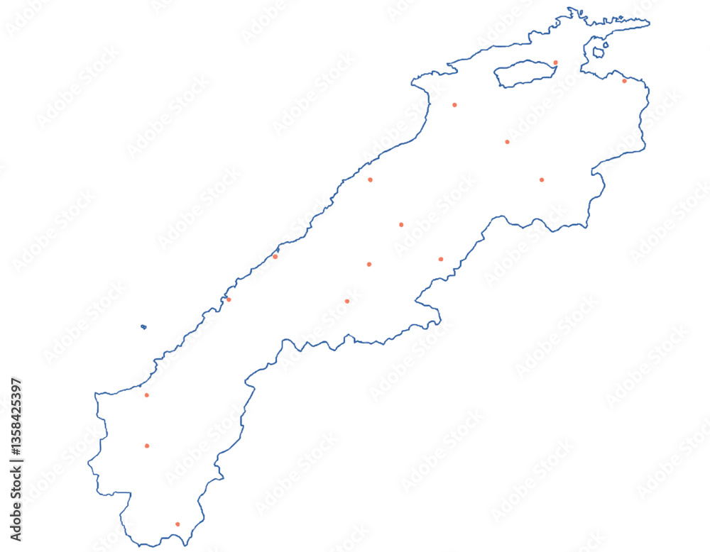 Fototapeta premium 島根県 地図 白 斑点 イラスト