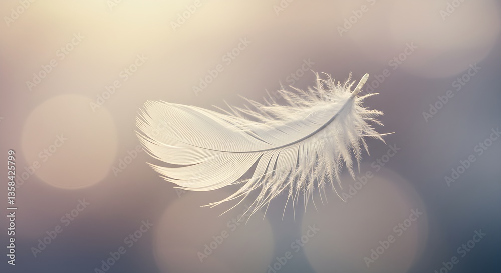 A delicate white feather falling slowly, captured in sharp detail. A delicate white feather falling slowly, captured in sharp detail.