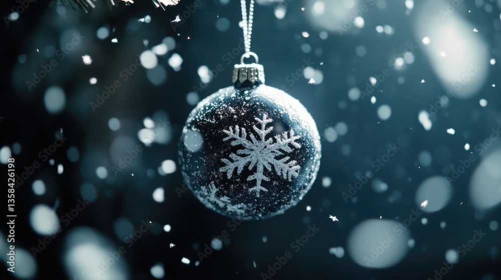 A Festive Snowflake Ornament in the Snow. A Festive Snowflake Ornament in the Snow.