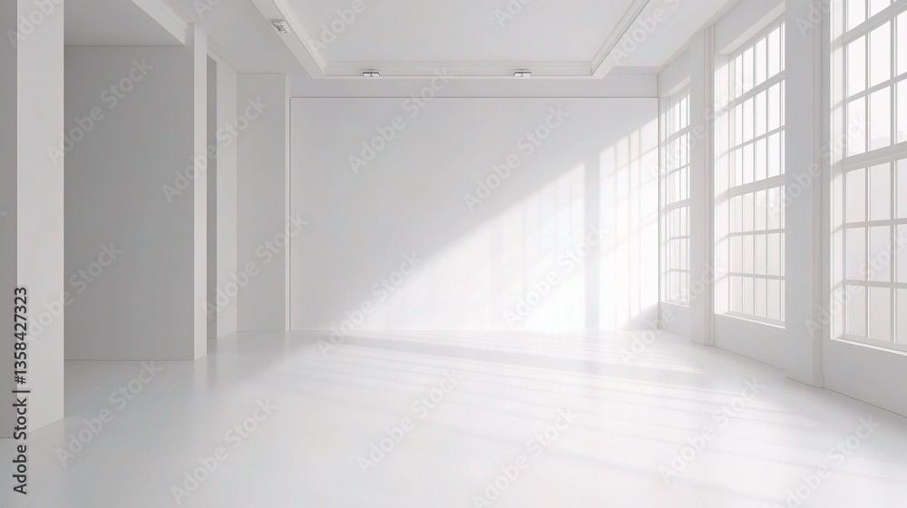 Fototapeta premium Bright and Airy Open Office Space with White Walls and Natural Light