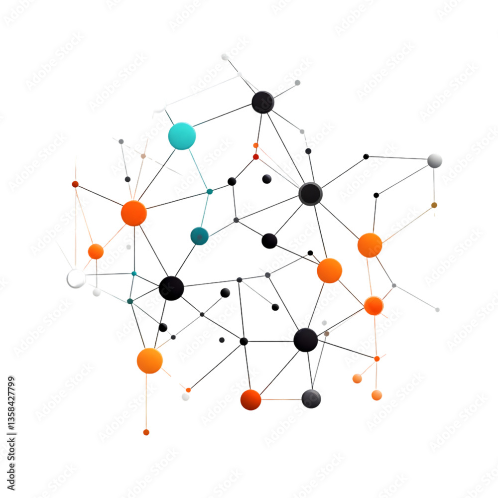 Exploring dynamic geometric technology nodes in a digital network, vibrant illustration of modern aesthetics in a high-tech environment