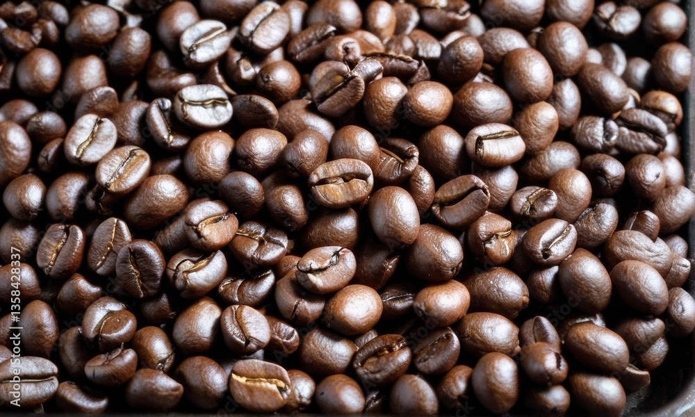 Fototapeta premium Dark Brown Roasted Coffee Beans Close Up Texture