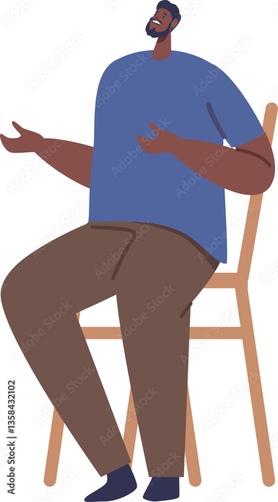 Fototapeta premium Confused overwhelmed man character vector illustration