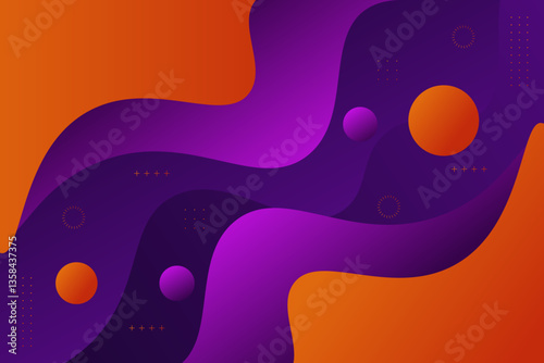 Colorful purple and orange geometric business banner design. Creative banner design with wave and line shapes as template. Simple design on horizontal banner. Vector Eps10