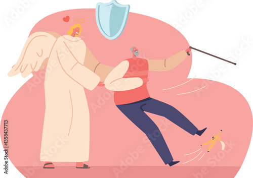 Angel saving elderly from fall