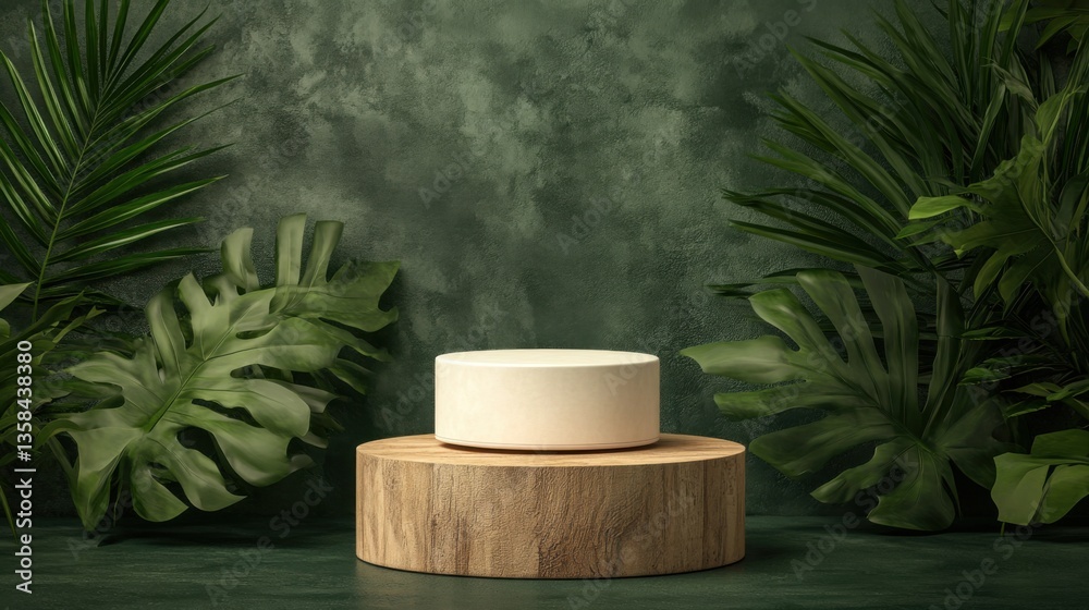 Tropical Product Display on Wooden Stand. Tropical Product Display on Wooden Stand.