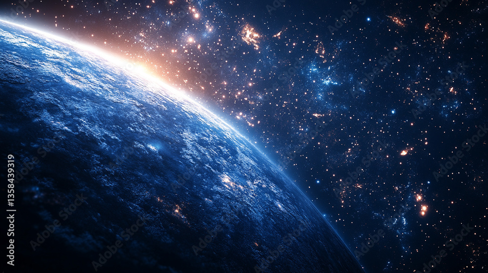 Obraz premium interdependence of celestial entities, emphasizing the enigmatic nature of the universe and the convergence of Earth with cosmic domains, highlighting modern cosmic connections