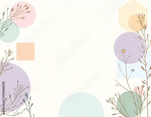 Soft floral design with geometric shapes