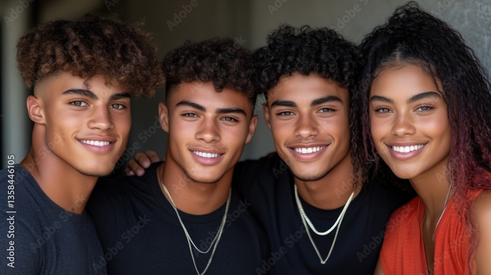 Naklejka premium Four young people posing together