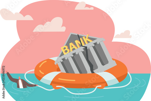 Bank building drowning in sea