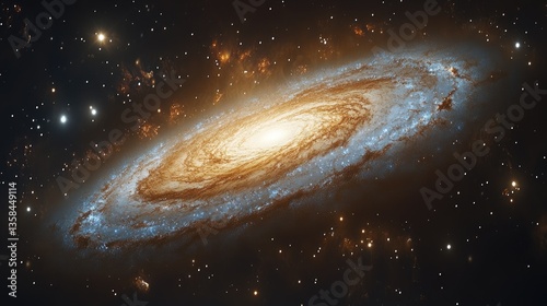 Spiral galaxy in deep space, cosmic background, science