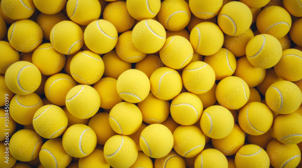 Top-Down View of Hundreds of Bright Yellow Tennis Balls Densely Packed Top-Down View of Hundreds of Bright Yellow Tennis Balls Densely Packed