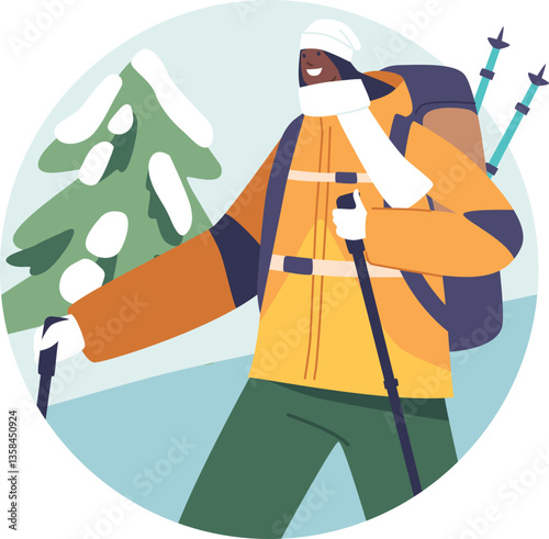 Man enjoying mountaineering sport vector illustration