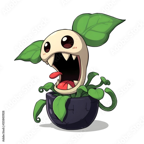  chibi-style carnivorous plant character illustration design