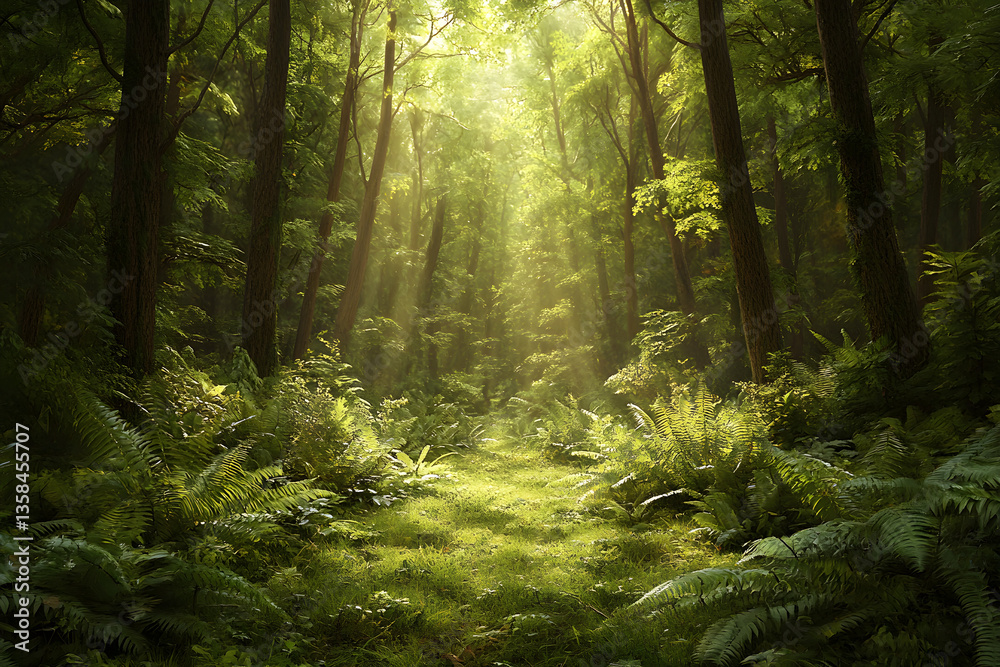 Fototapeta premium Nature's Hidden Symphony: An Understory Tale of Subtle Beauty and Tranquility