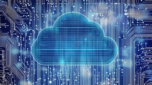 Interconnected Data Cloud Computing Concept with Digital Background