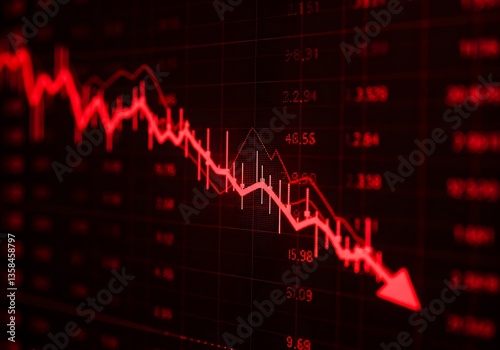 stock market graphs,Red stock market crash chart symbolizes financial loss and economic downturn. The concept is of finance and economic crisis, investment, recession,