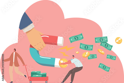 People money debt attraction vector illustration