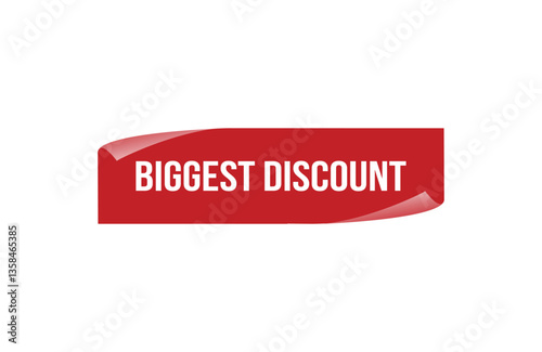 Biggest discount red ribbon label banner. Open available now sign or Biggest discount tag.