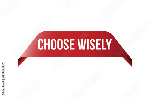 Red banner choose wisely isolated on white background.