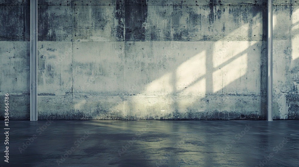 Blank White Wall in Concrete Office Space with Natural Light Blank White Wall in Concrete Office Space with Natural Light